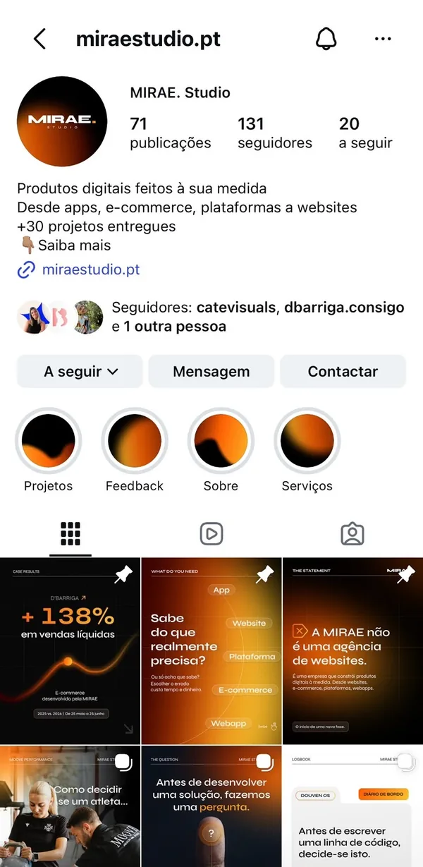 Perfil de Instagram de Mirae Studio